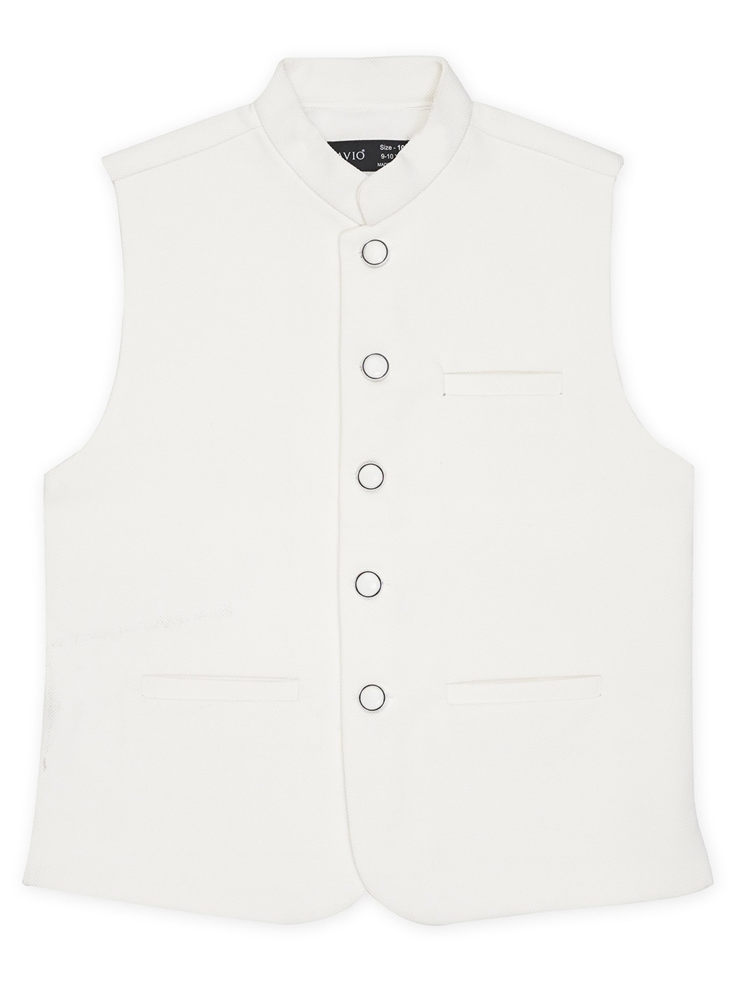 Cavio Kids White Solid Nehru Jacket