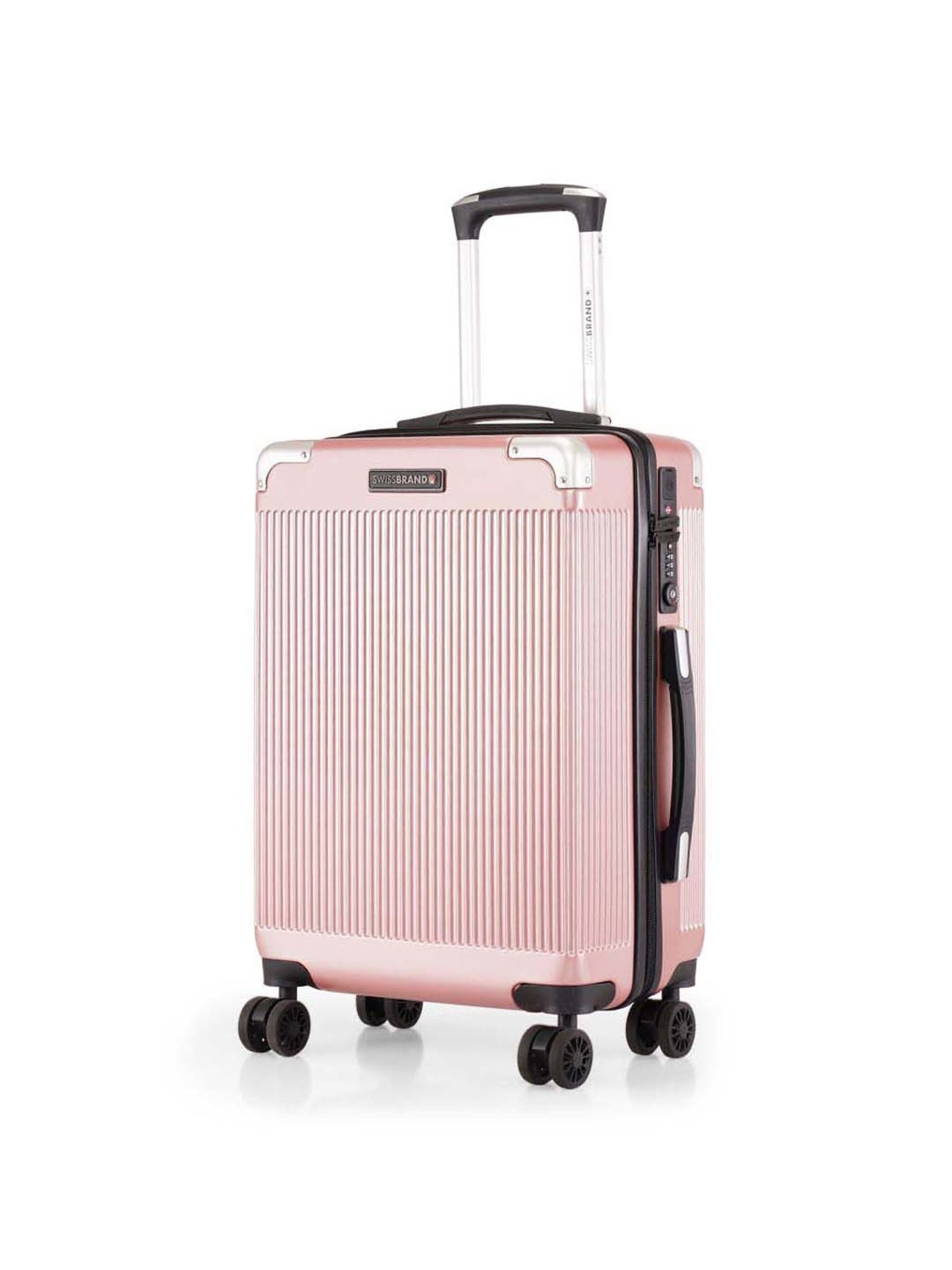Swiss Brand Geneve Rose Gold Carry-On 4 Wheel Small Hard Trolley 53cm