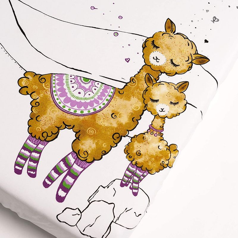 JumpOff Jo Fitted Mini Crib Sheet, Cotton Crib Sheet for Miniature Sized Crib Mattresses, Hypoallergenic and Breathable, 24" x 38", Llama and Mama
