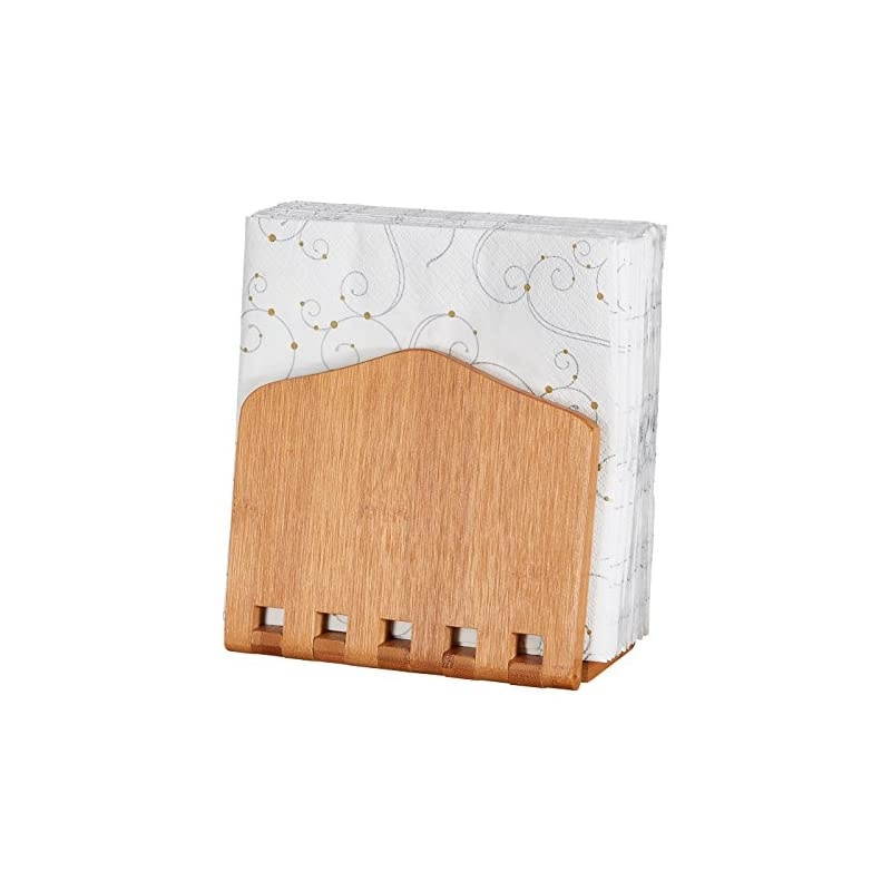 Expandable Paper Towel and Napkin Holder Bamboo For Large and Small Napkins Storage Dispenser