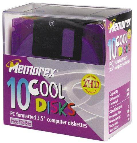 memorex mf2hd 3.5" pcformatted highdensity floppy disks with file box colors, 10pack discontinued by manufacturer