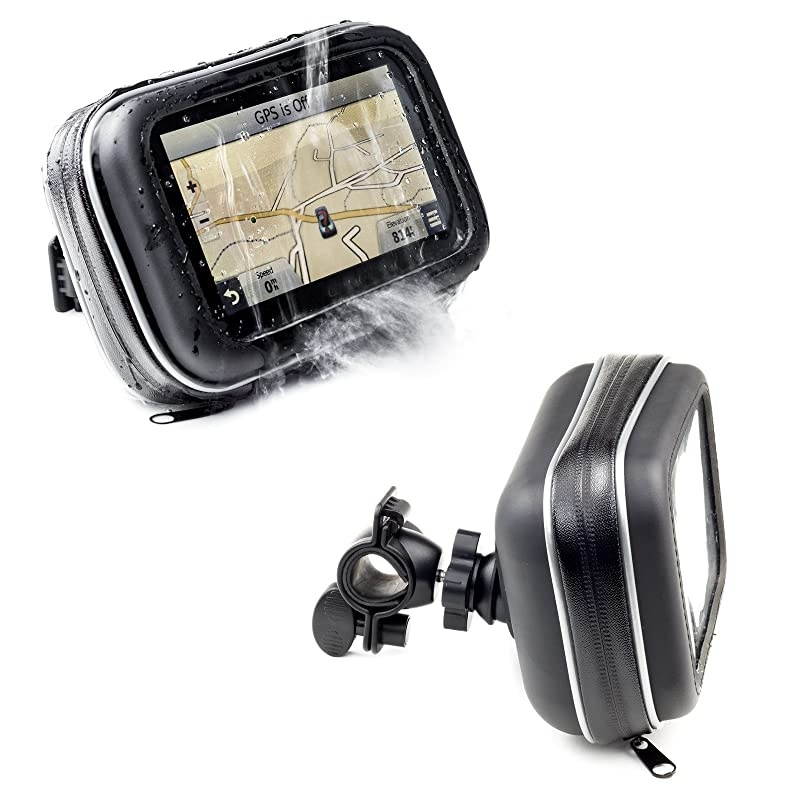 Handlebar Bike Mount With Waterproof Case For Garmin Drive Drivesmart Driveassist 52 51 50 55 Driveluxe 52 LMT-S 50 40 Dezl Nuvi TomTom Via 1425M 1525M 1525TM Go 52 520 5200 Trucker 550 GPS