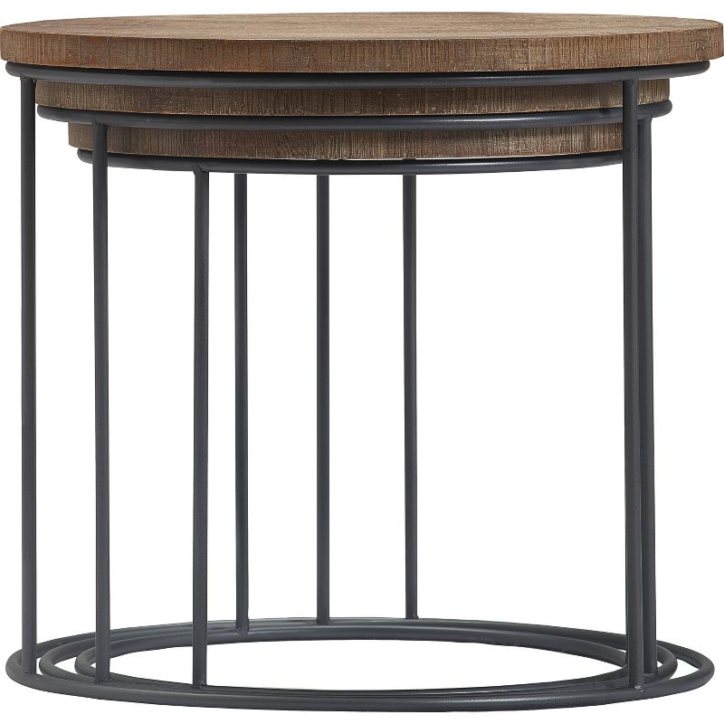 Set of 3 Berkshire Distressed Wood Nesting Side Tables Distressed Wood - Finch