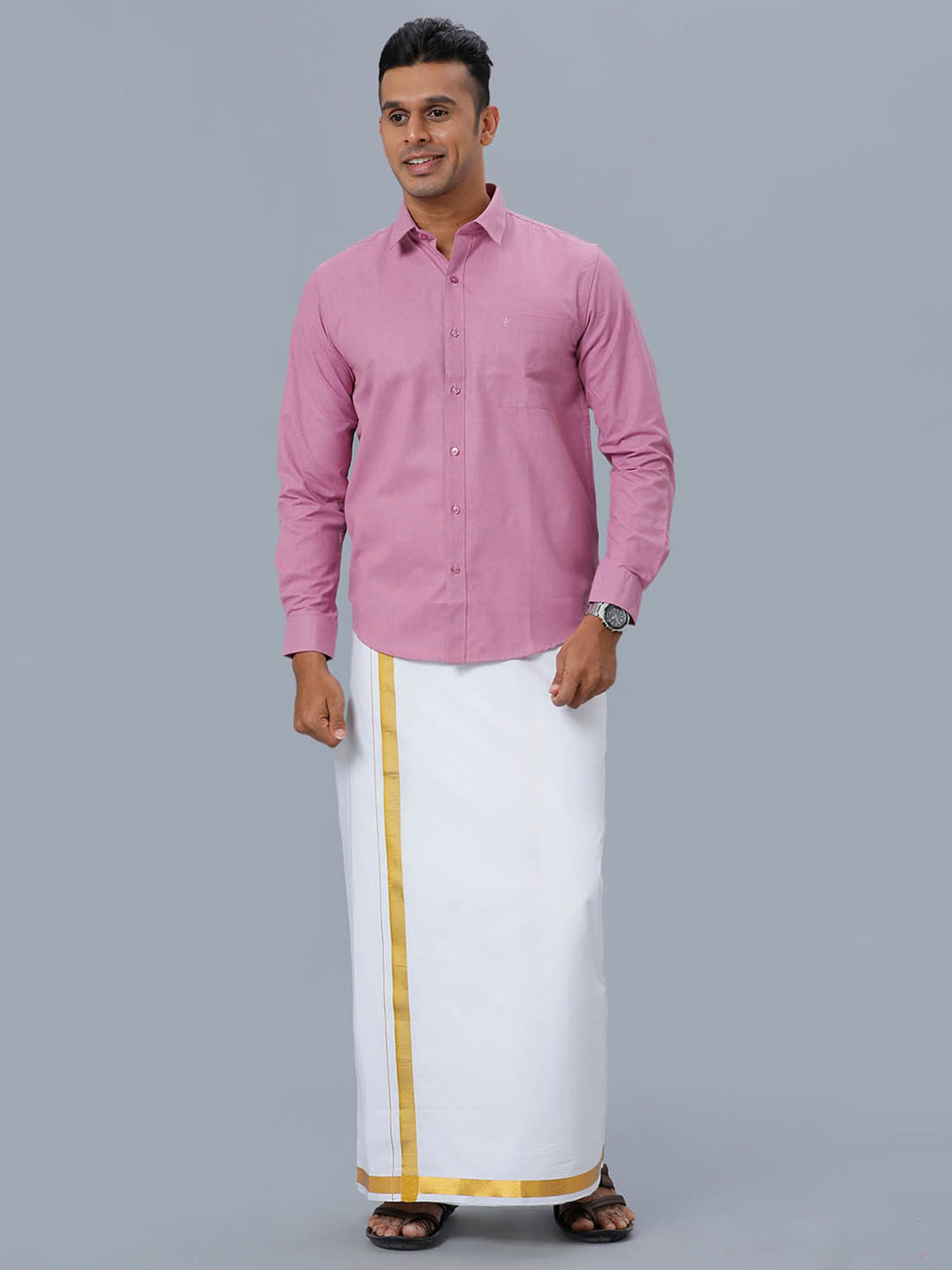 Ramraj Purple Regular Fit Shirt