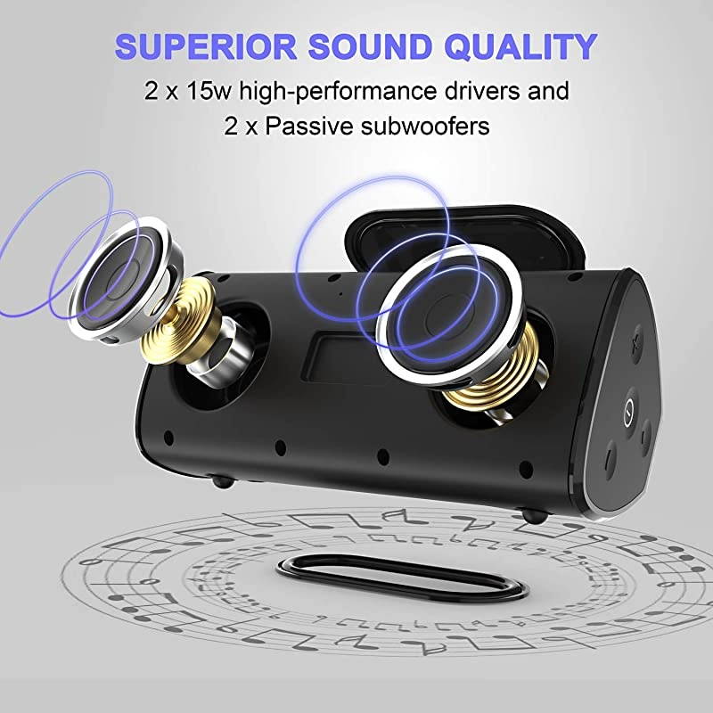 Portable Bluetooth 50 Speakers 30W Louder HD Stereo Sound with Richer Bass Waterproof IPX7 TWS Microphone Durable Wireless Speaker 24H Pltime for OutdoorsCamping BeachTravelHome Party