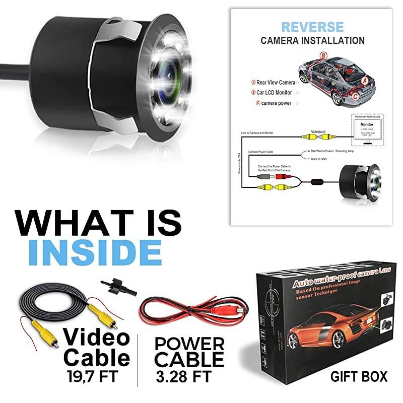 Backup Camera,  Embedded Rear View Camera, Waterproof Camera LED Night Vision Reverse Camera for Truck, Car, Travel Trailer