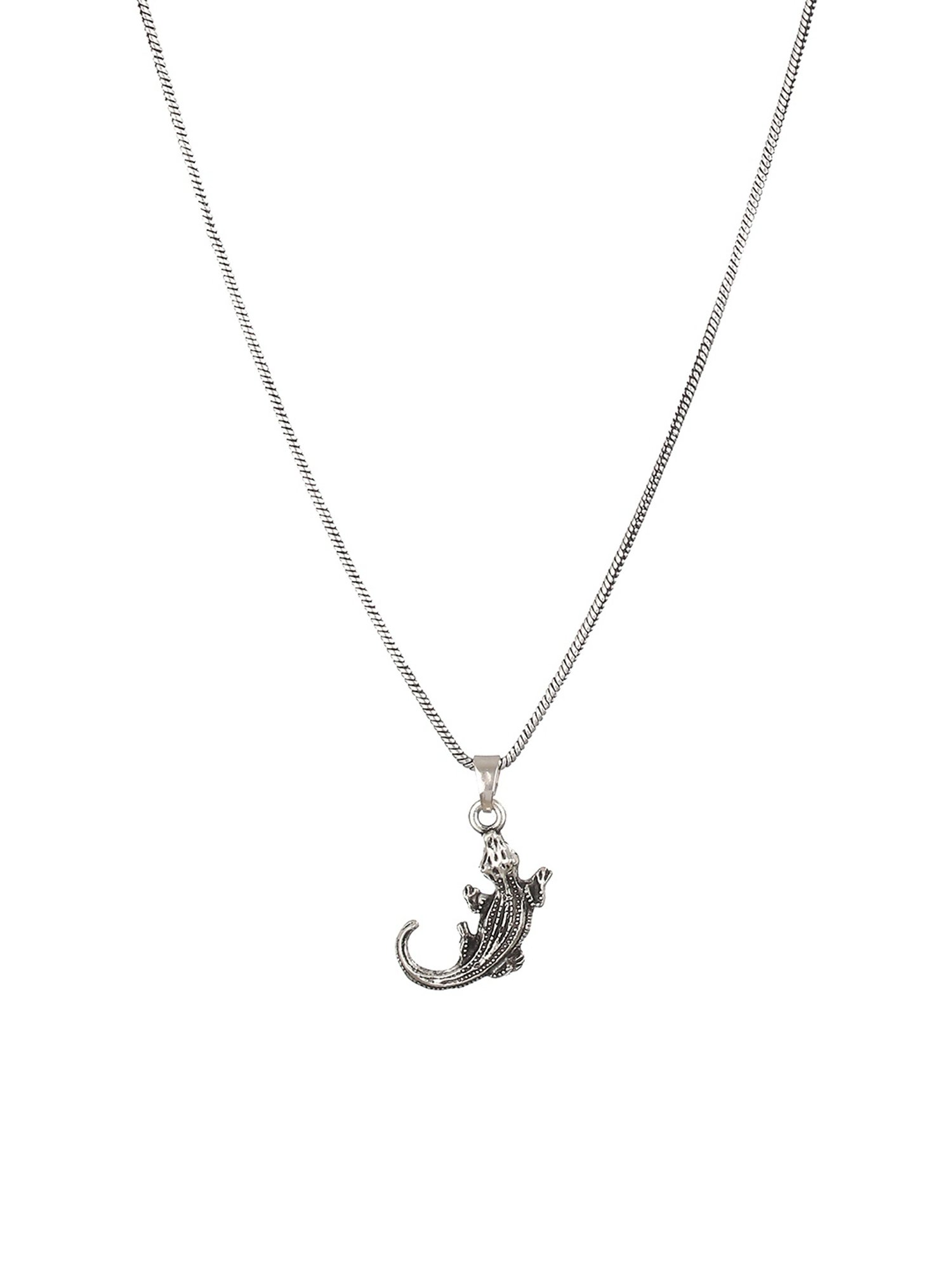Bold by Priyaasi Crawling Lizard Black Casual Pendant With Chain for Men