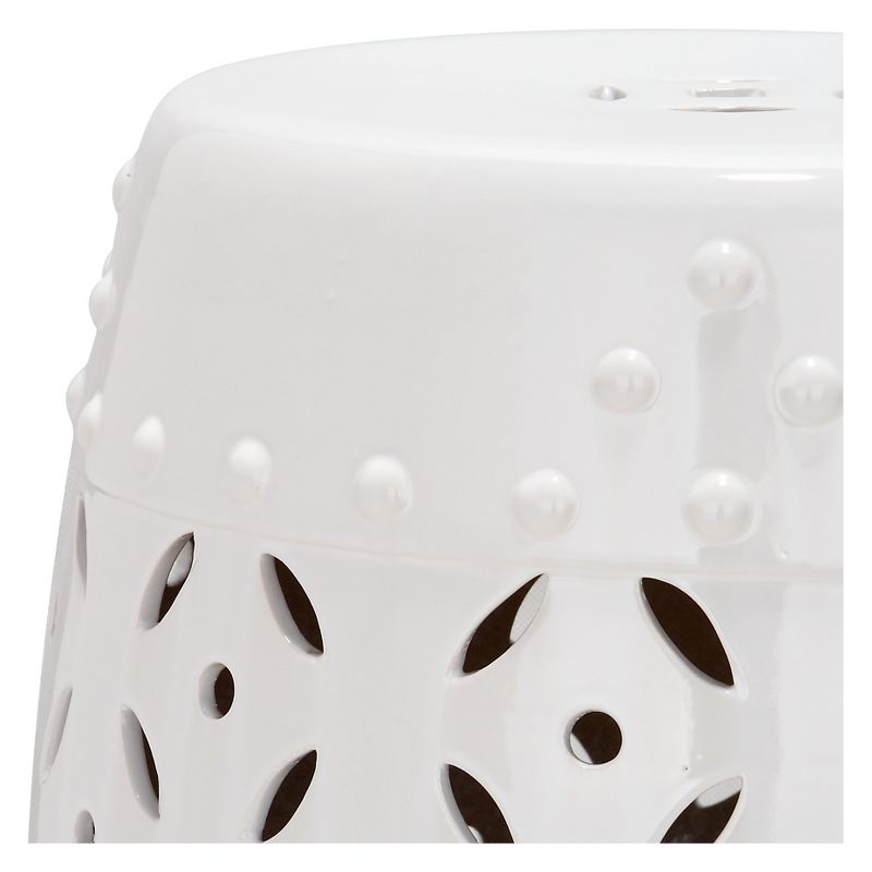 White Lattice Coin Garden Stool - White - Safavieh