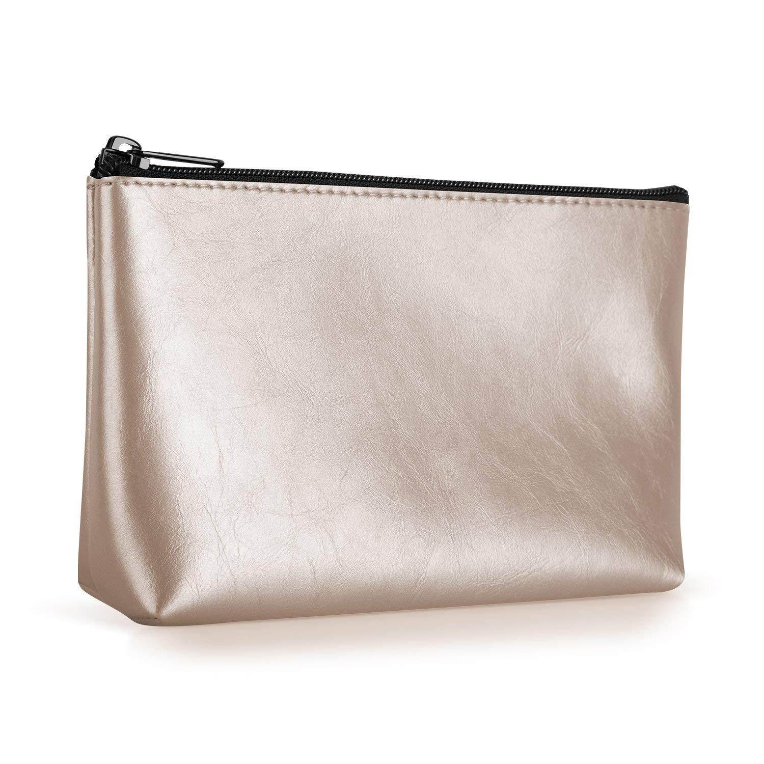 Ayotu PU Leather Lightweight Waterproof Portable Storage Pouch Bag Case Accessories Organizer, Electronics Accessory Travel Organize Case, Cable Management Hard Drive Bag - Gold