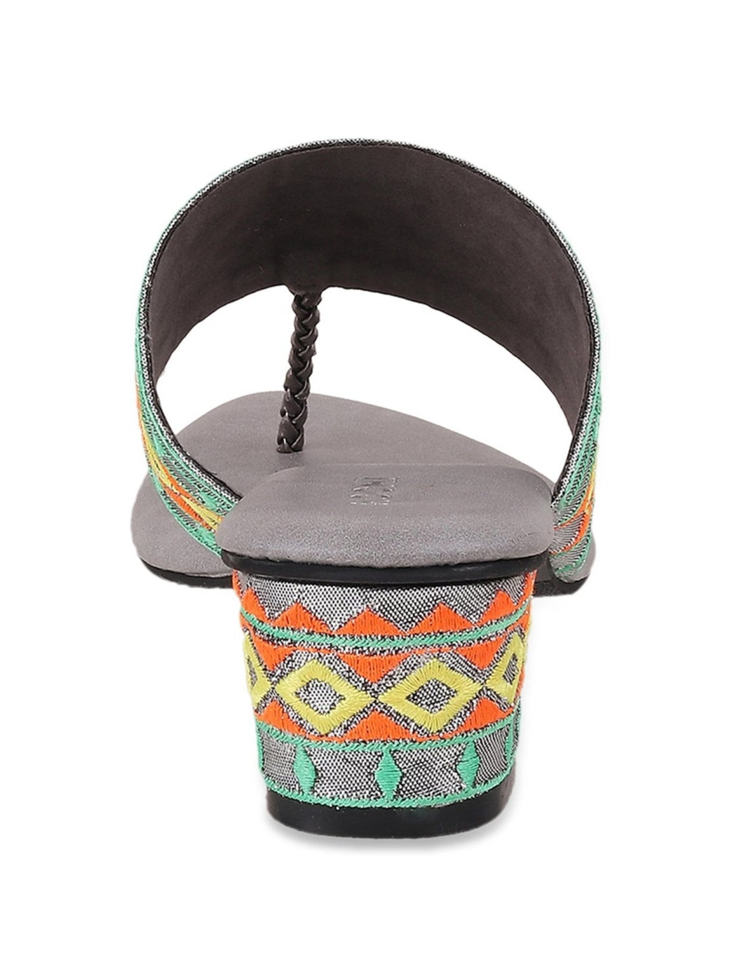 Mochi Women's Grey T-Strap Sandals