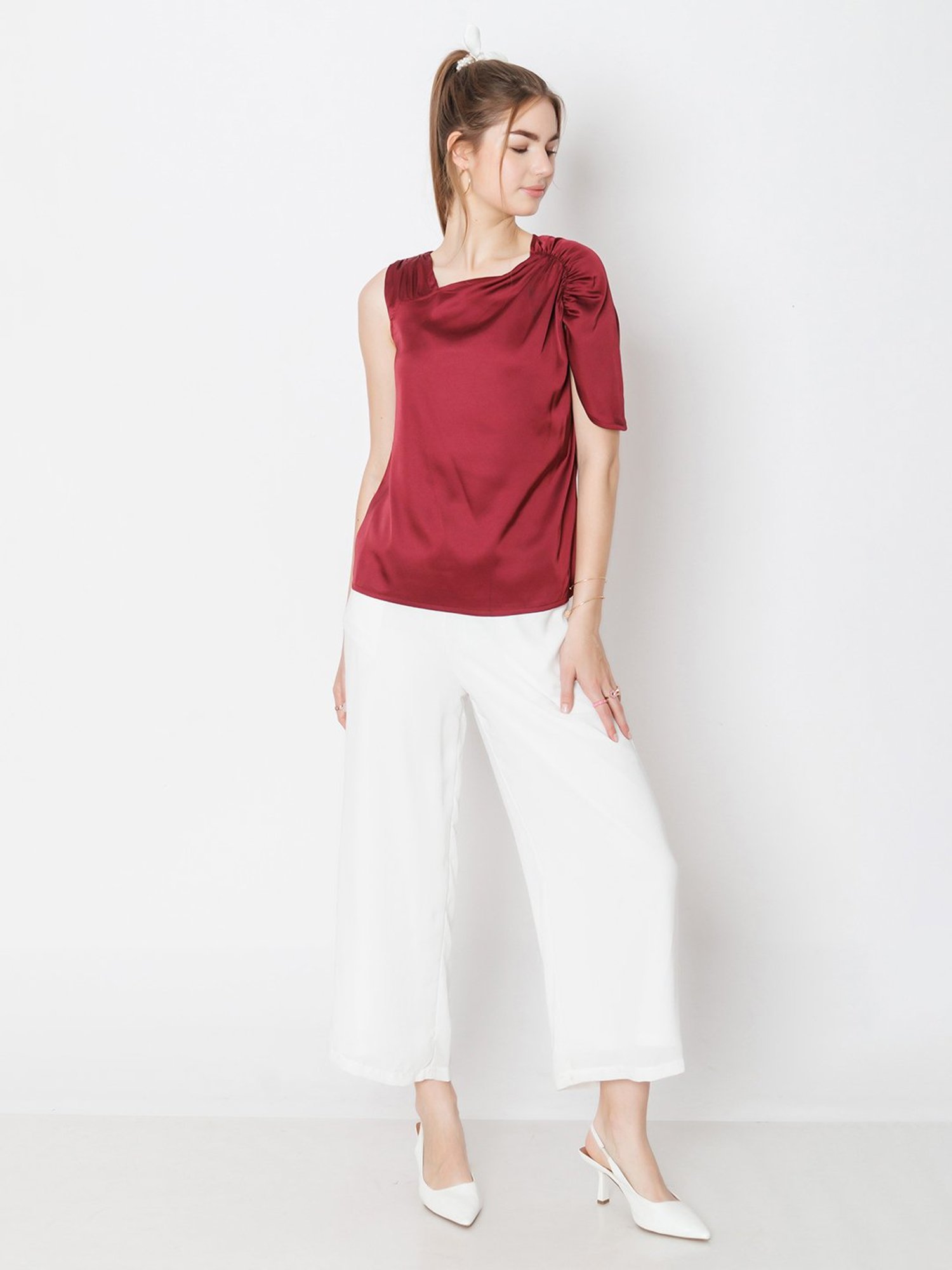Zink London Maroon Slim Fit Top
