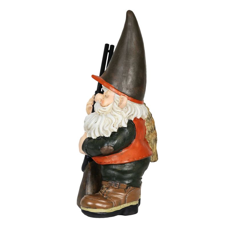 13.39" Resin Hunting Harry Garden Gnome Brown- Exhart