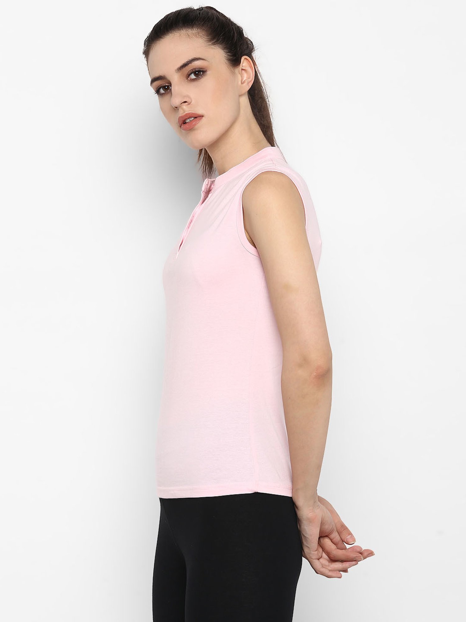 Appulse Light Pink Cotton Slim Fit T-Shirt