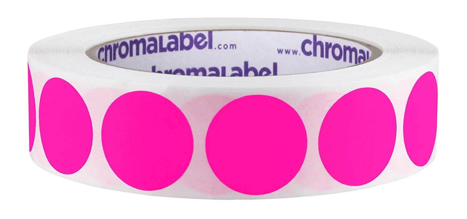 ChromaLabel 1 inch Removable Color-Code Dot Labels | 1,000/Roll (Fluorescent Pink)