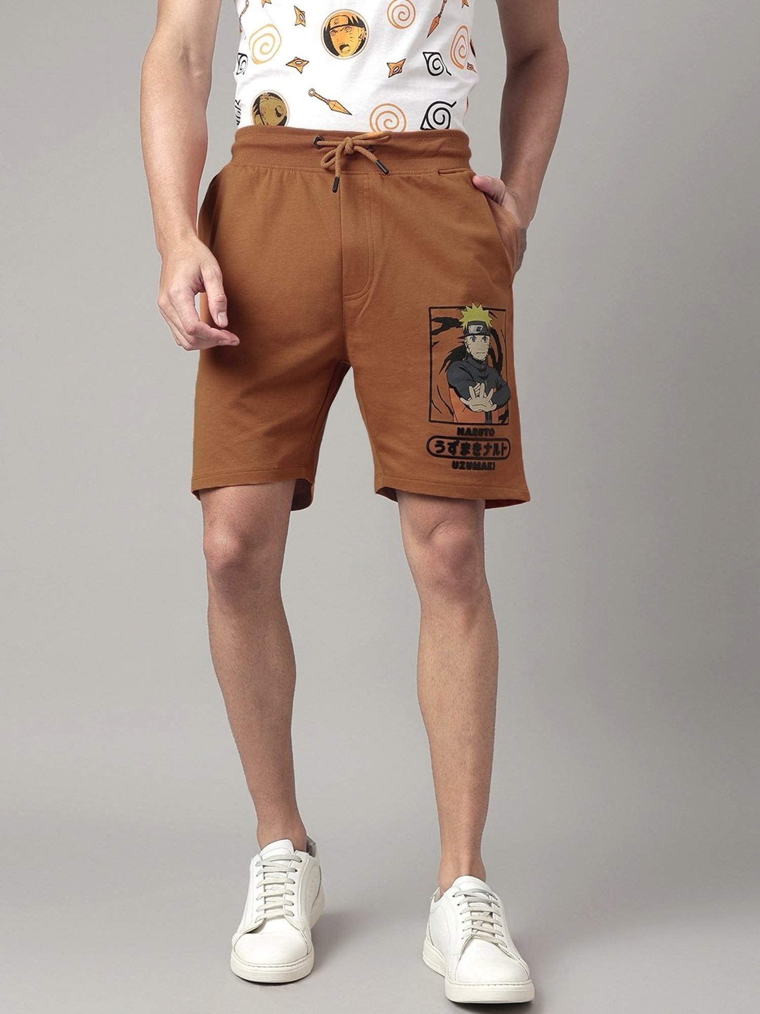 Free Authority Thai Curry Regular Fit Naruto Printed Shorts