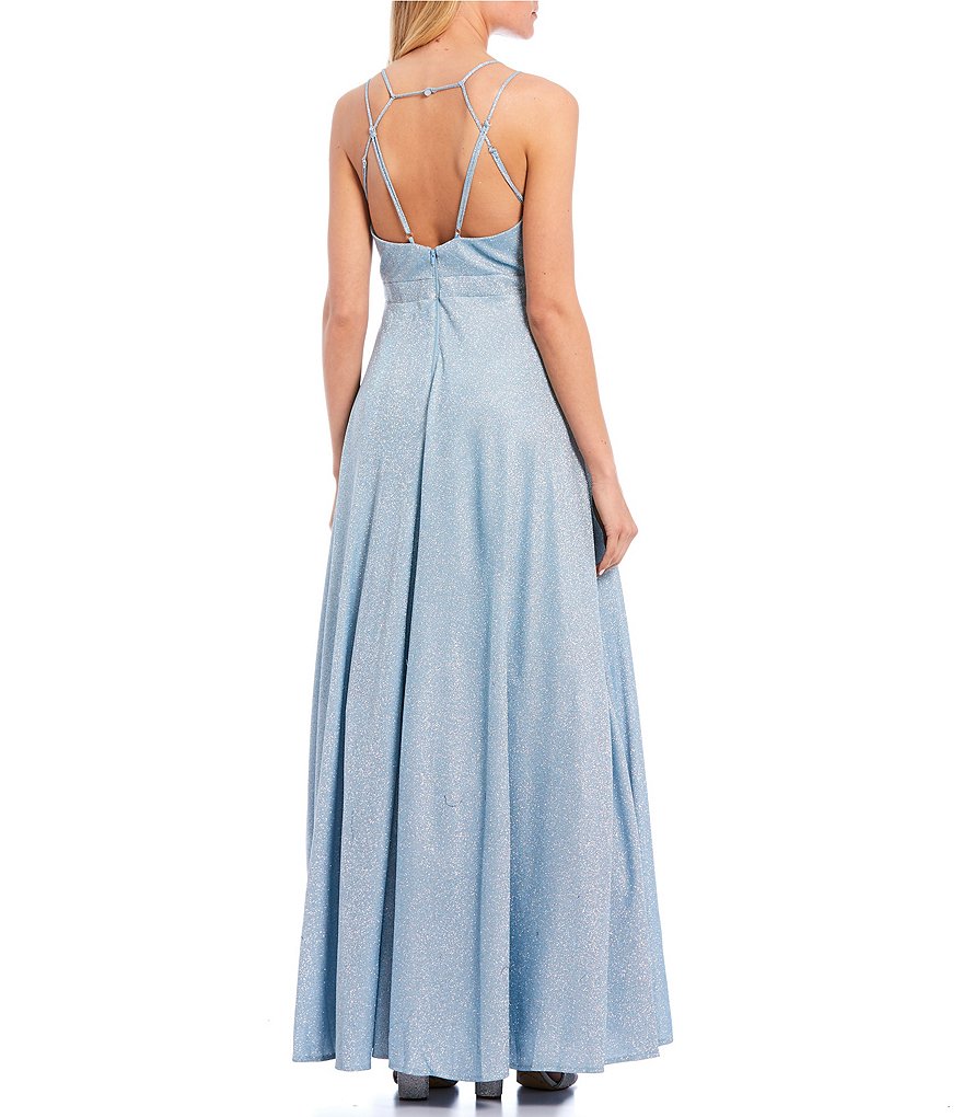 Sequin Hearts Shimmer Shine X-Back Long Dress