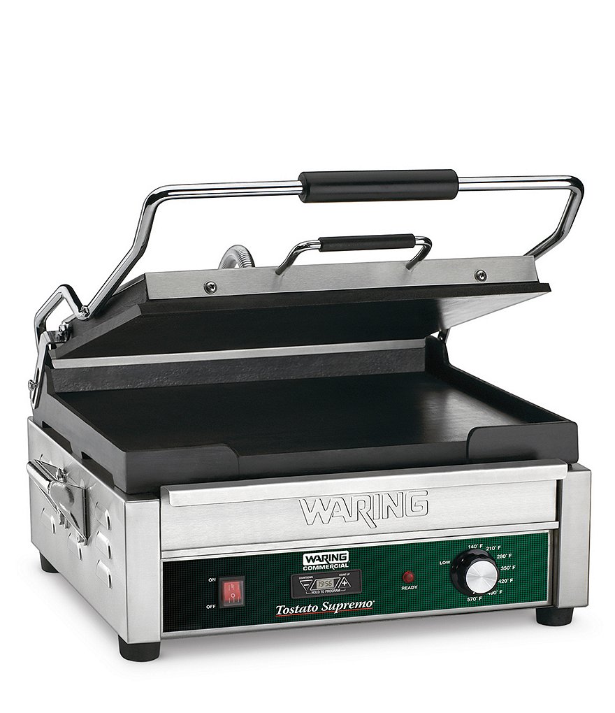 Waring Commercial Tostato Supremo Large Italian-Style Flat Grill with Timer