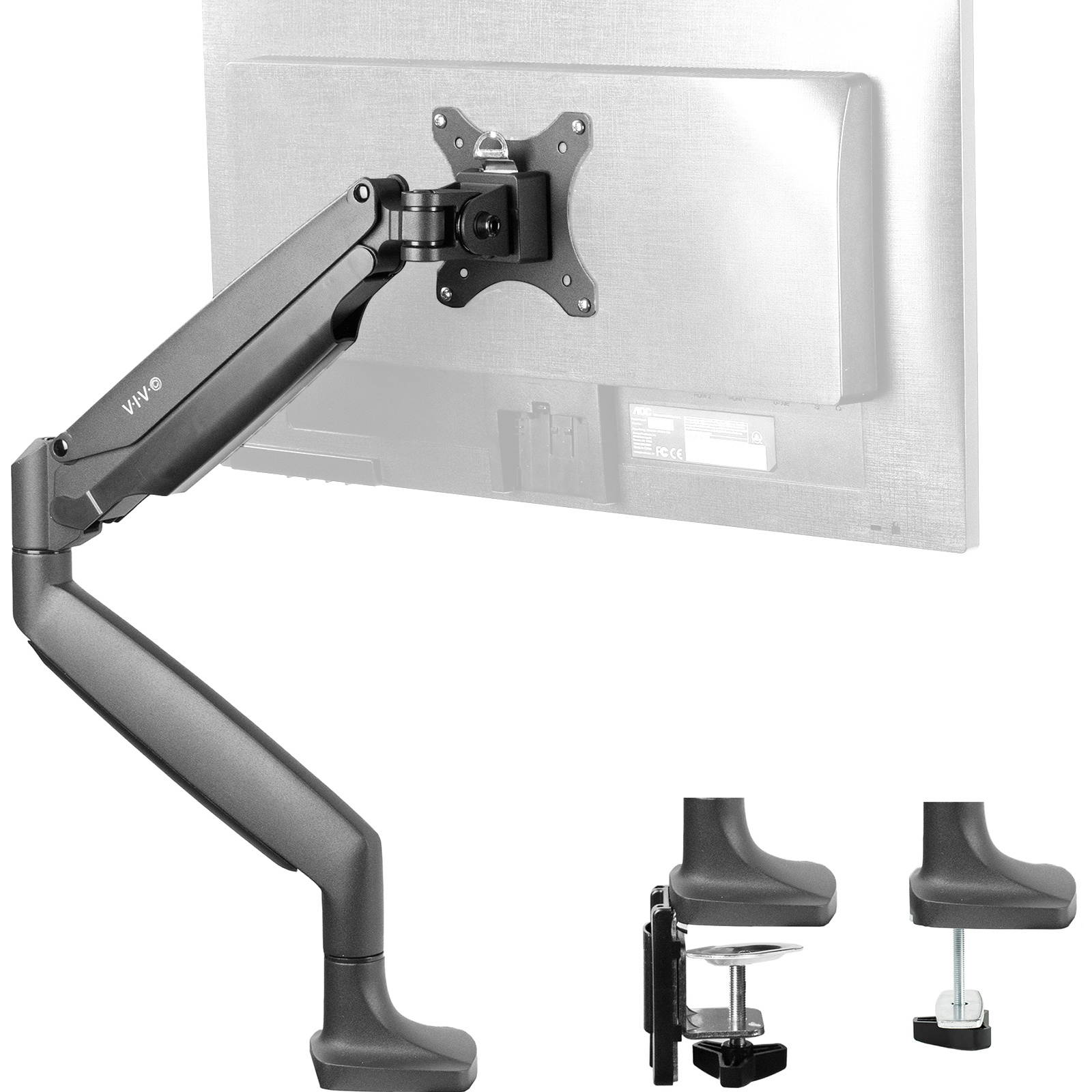 VIVO Aluminum Single Monitor Articulating Desk Mount Stand w/ Gas Spring Arm Fits up to 32" Screen (STAND-V001Q)
