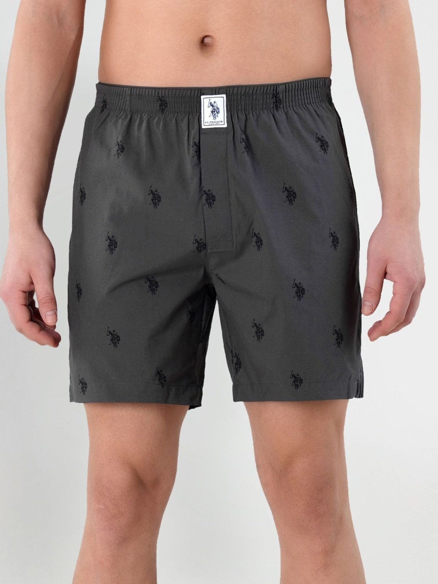 U.S. Polo Assn. Grey Cotton Regular Fit Printed Boxers