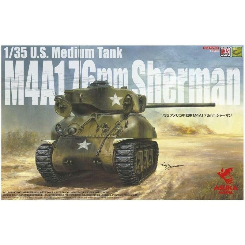 Asuka 35-047 35047 WWII US M4A1 76mm Sherman Medium Tank 1/35 Scale Model Kit