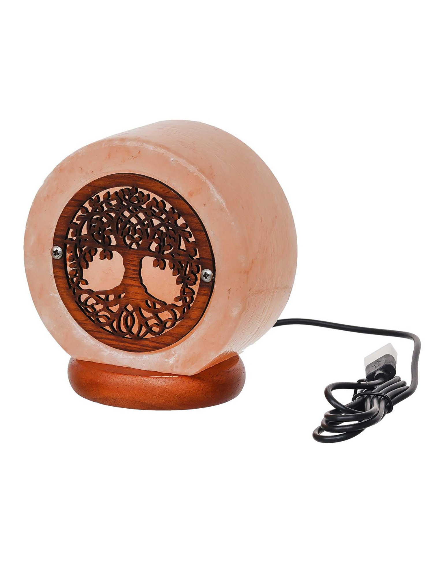 eCraftIndia Tree Of Life Decorative Himalayan Salt Lamp with Wooden Base