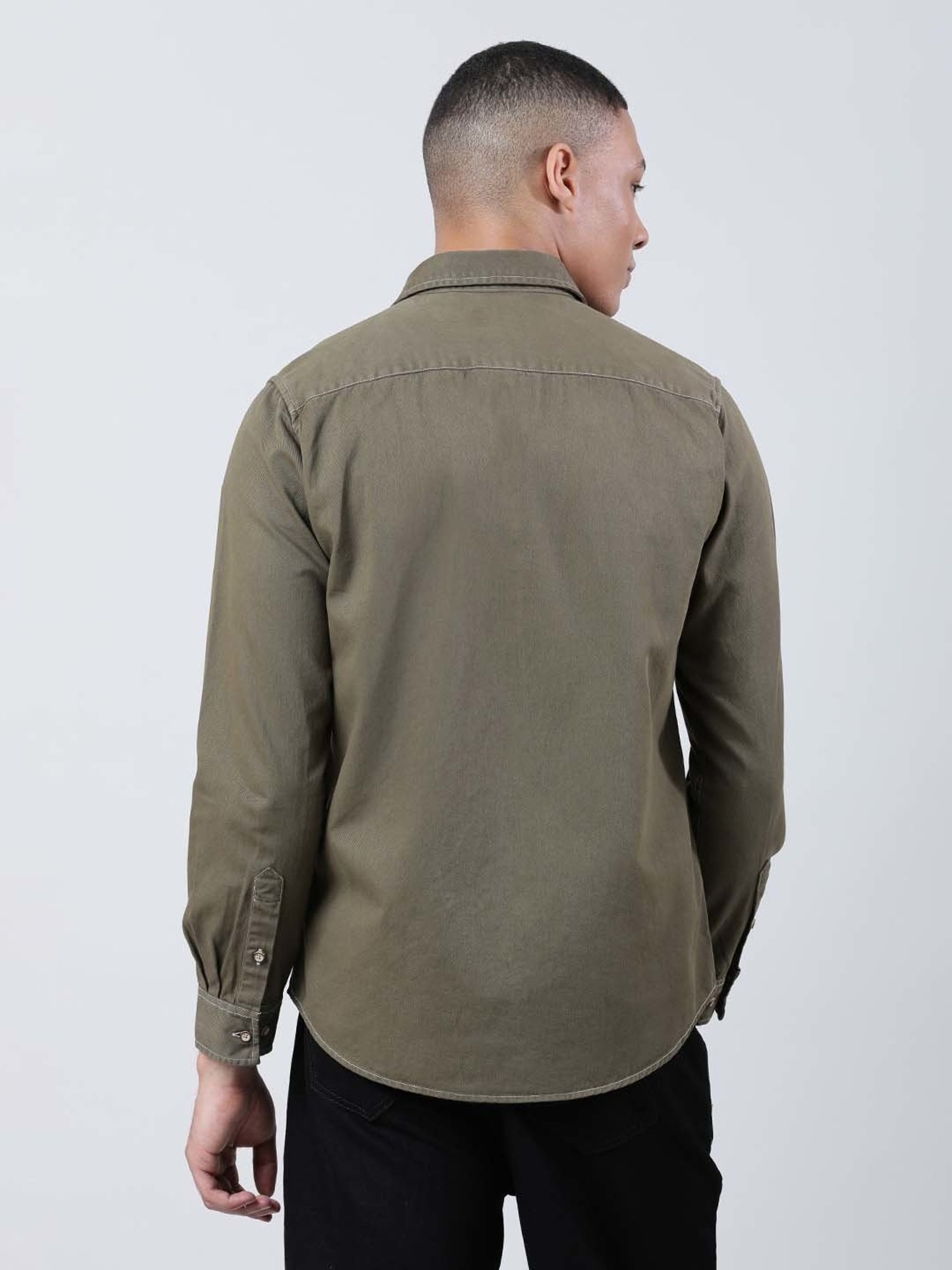 Bene Kleed Olive Regular Fit Cotton Shirt