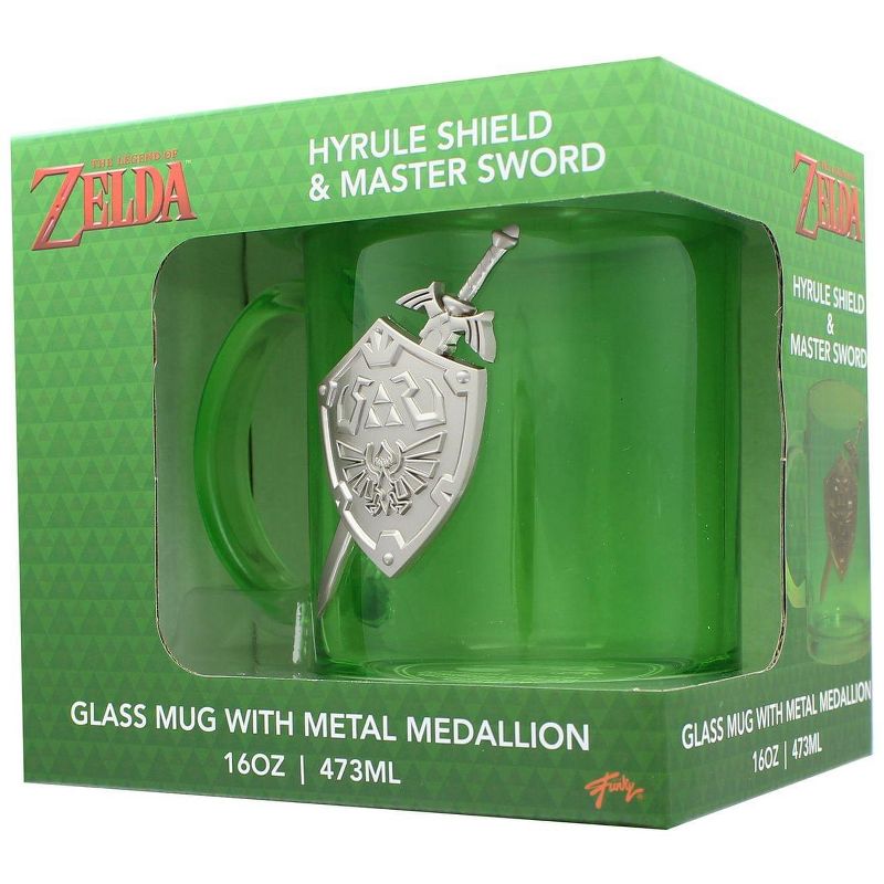 Just Funky The Legend of Zelda Hylian Shield 16oz Green Glass Coffee Mug