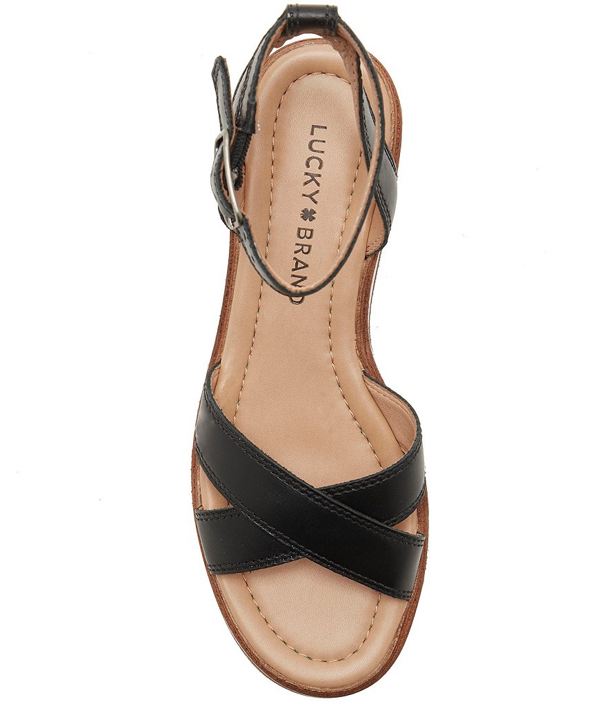 Lucky Brand Tarhi Leather Ankle Strap Wedge Sandals