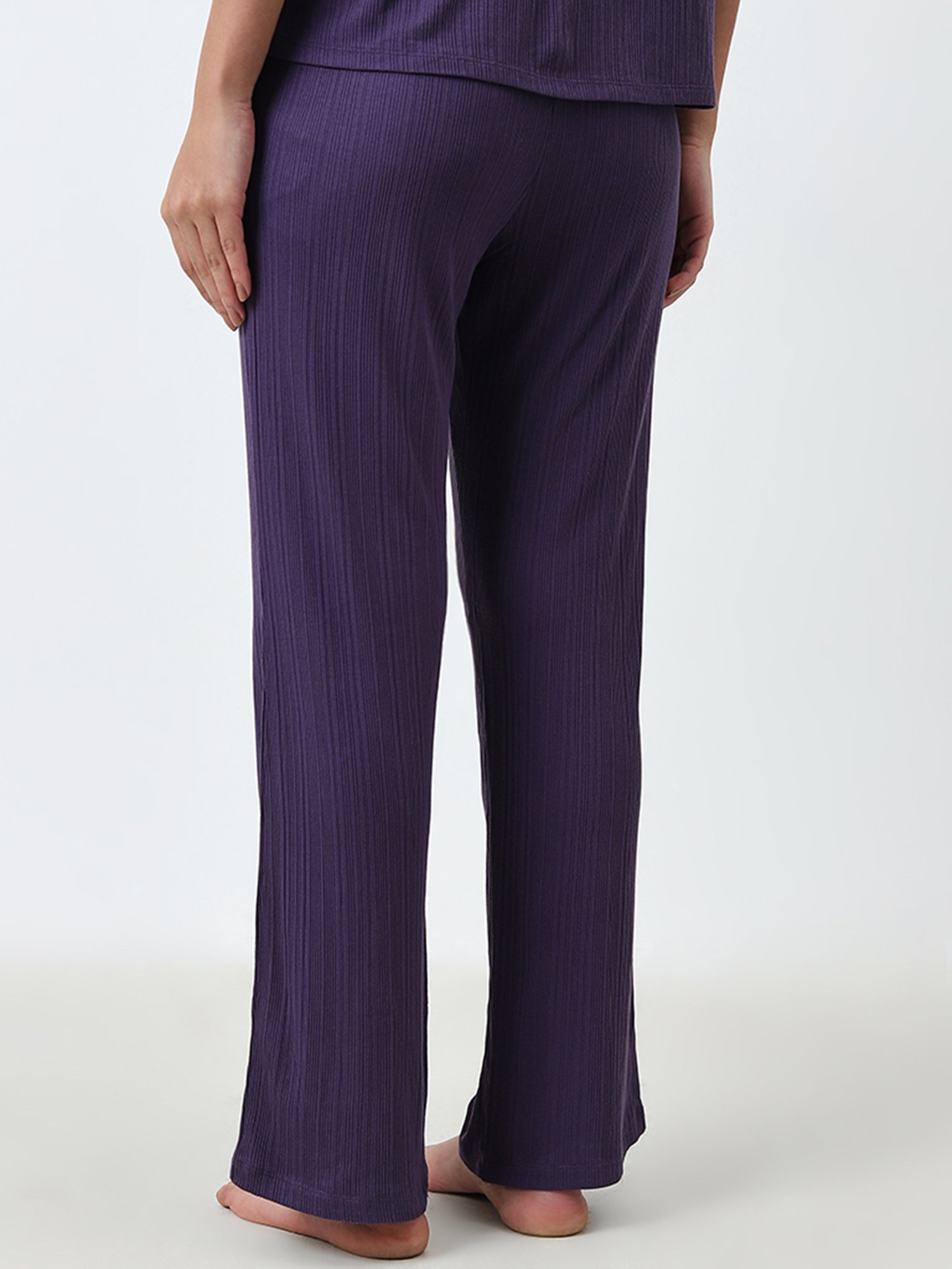 Wunderlove by Westside Purple Supersoft Modal Ribbed Lounge Pants