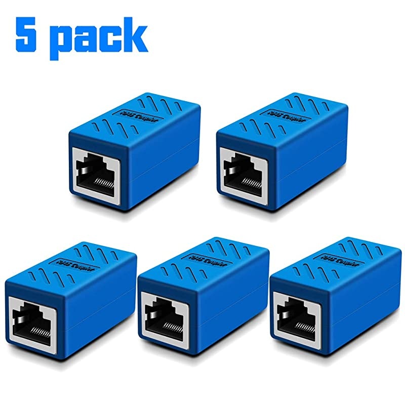 Coupler Ethernet Extension Network Connectors for Cat7Cat6Cat5eCat5 Ethernet Cable Network Cable Coupler Female to Female Blue5 Pack