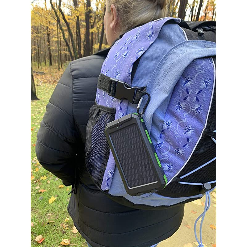 Solar Cell Phone Charger USB Solar Battery Charger Solar Battery Pack Battery Backup Portable Power for with Protective Carry Case 2 USB charging ports Charging cord included