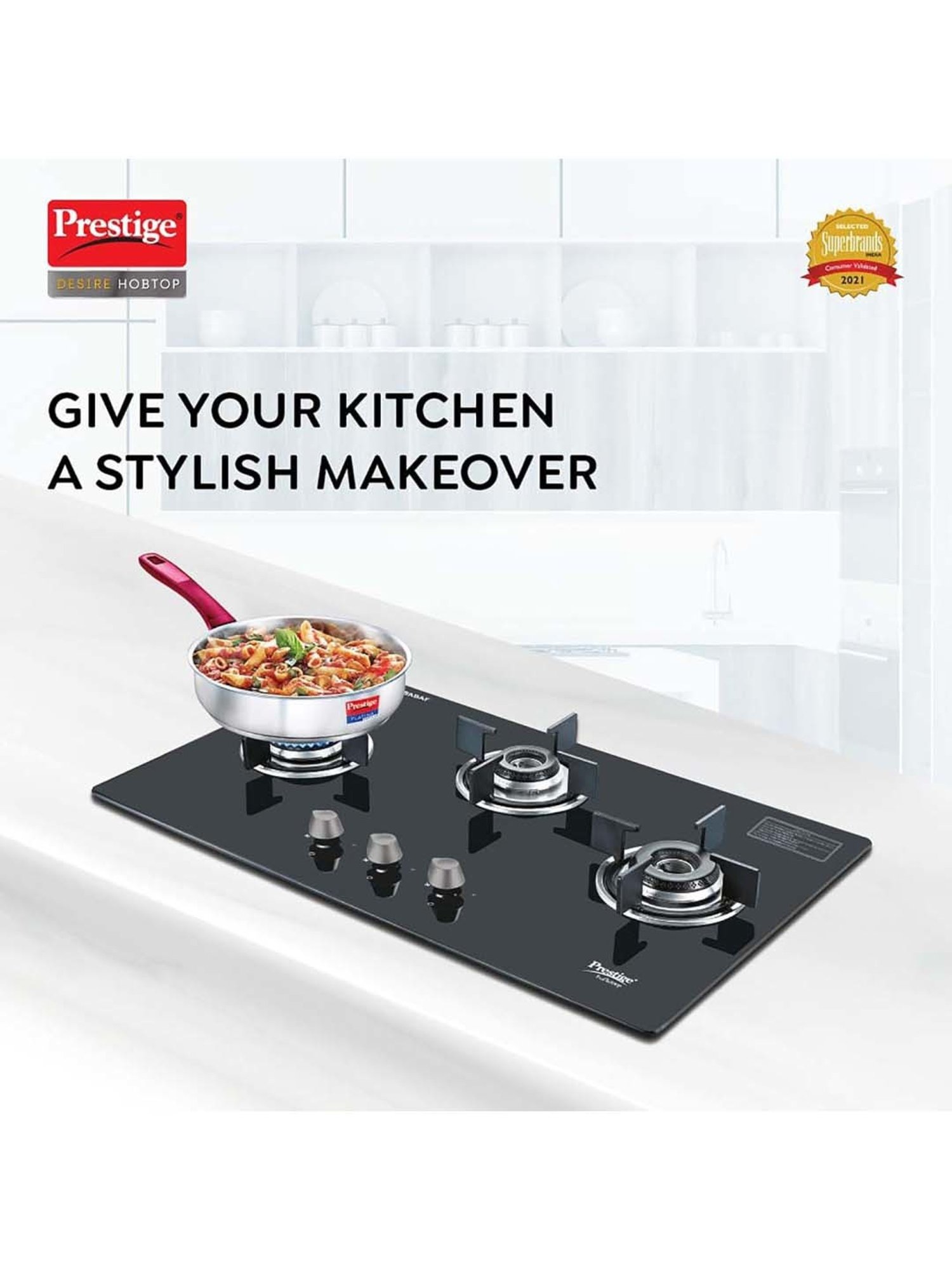 Pigeon Blackline Smart Black Glass Manual Gas Stove (2 Burners)