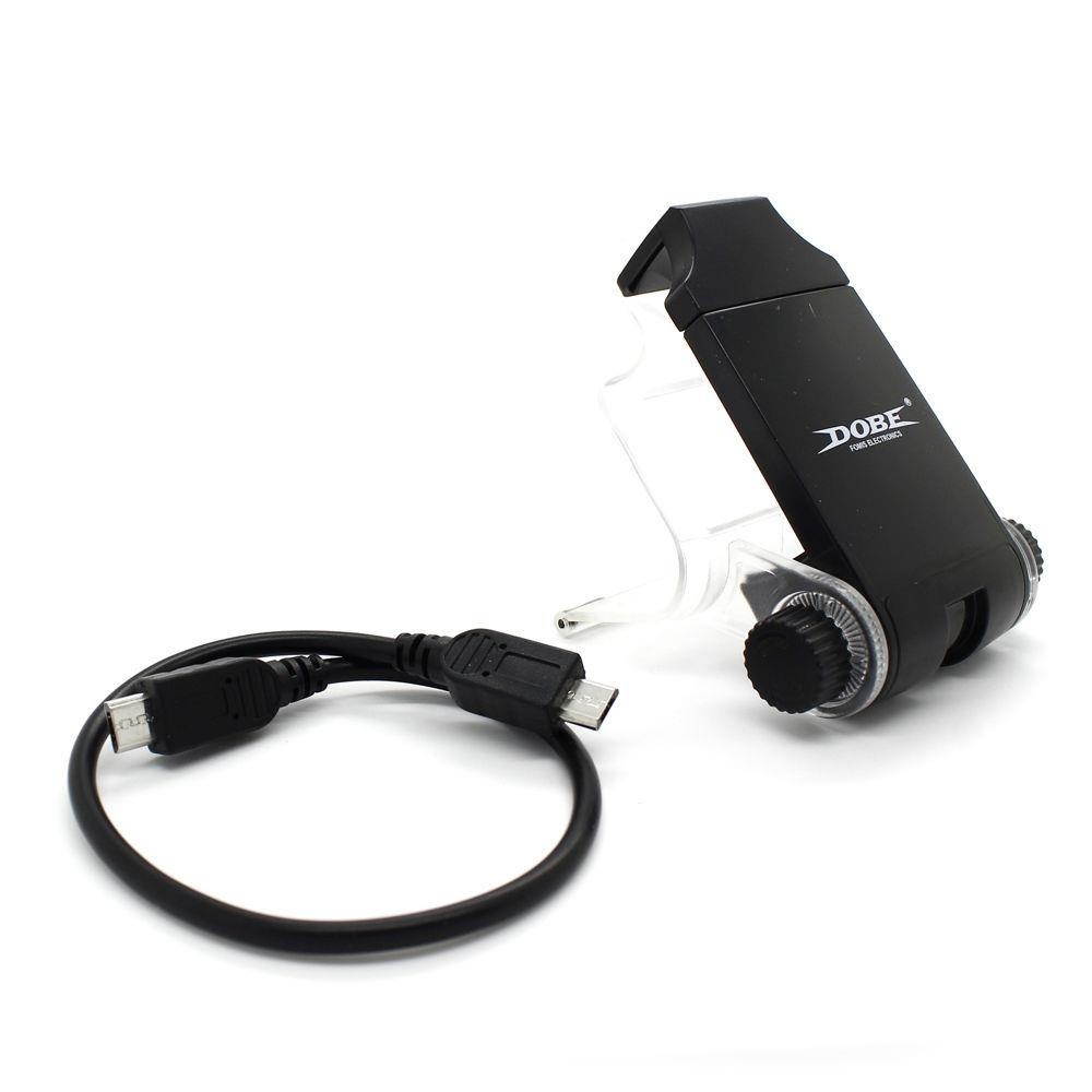 Slim Smart Handle Clip Cell Mobile Phone Clamp Holder with OTG Cable for PS4 Android Phone 4 Controller Black
