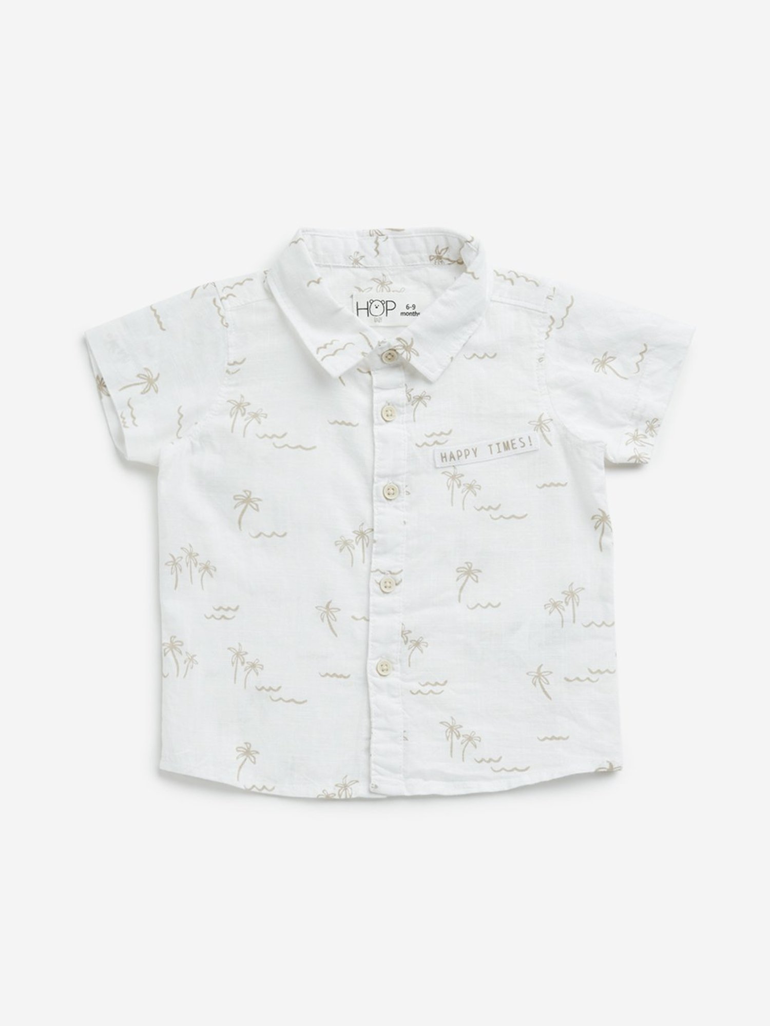 HOP Baby by Westside White Foliage Design Cotton Shirt