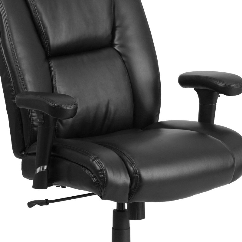 Emma and Oliver 400 lb. Big & Tall Black LeatherSoft Task Adjustable Arm Ergonomic Office Chair