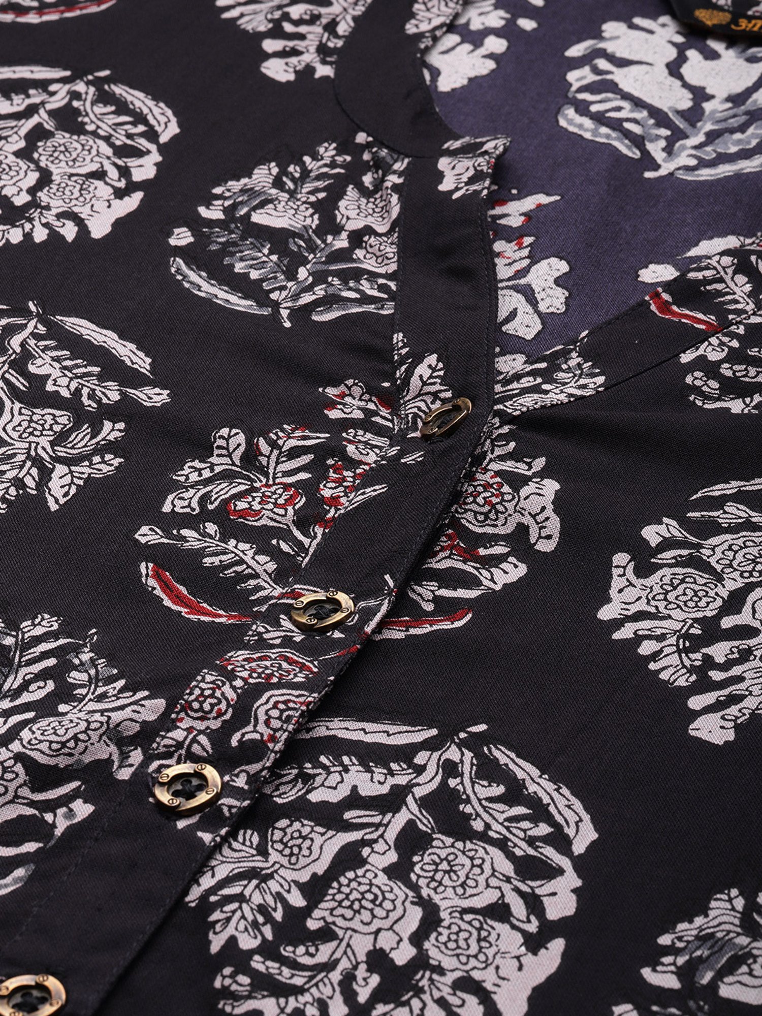Amukti Black Printed A Line Kurta