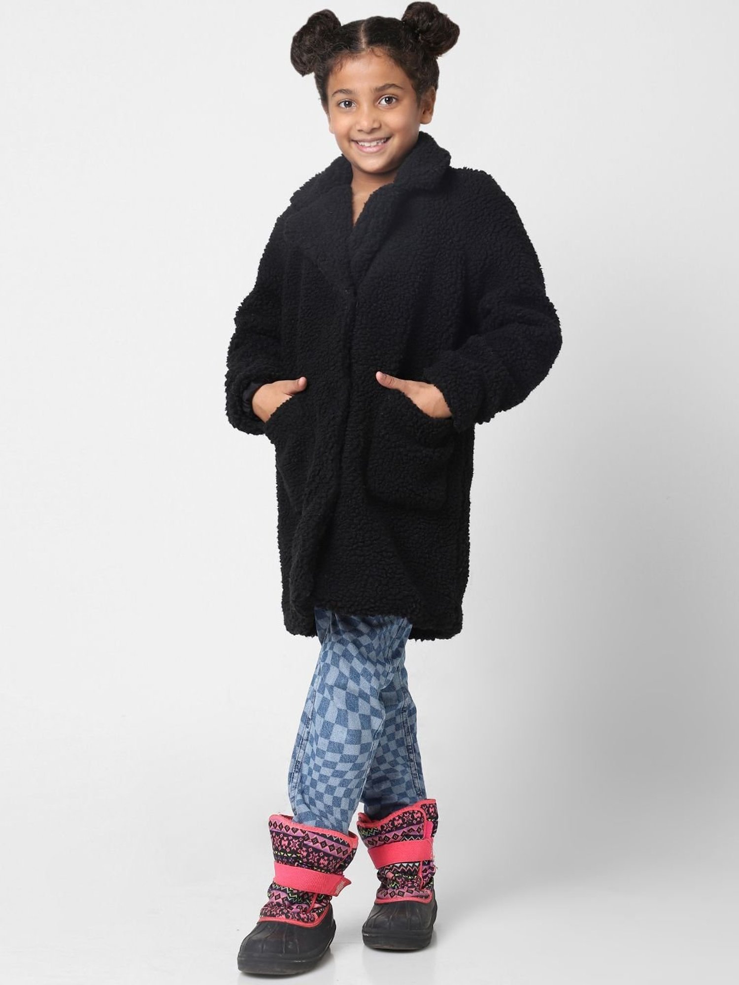 KIDS ONLY Kids Black Regular Fit Full Sleeves Coat