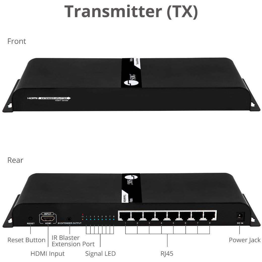 SIIG 1x8 HDMI Splitter HDbitT over IP Extender 120m CEH25G11S1