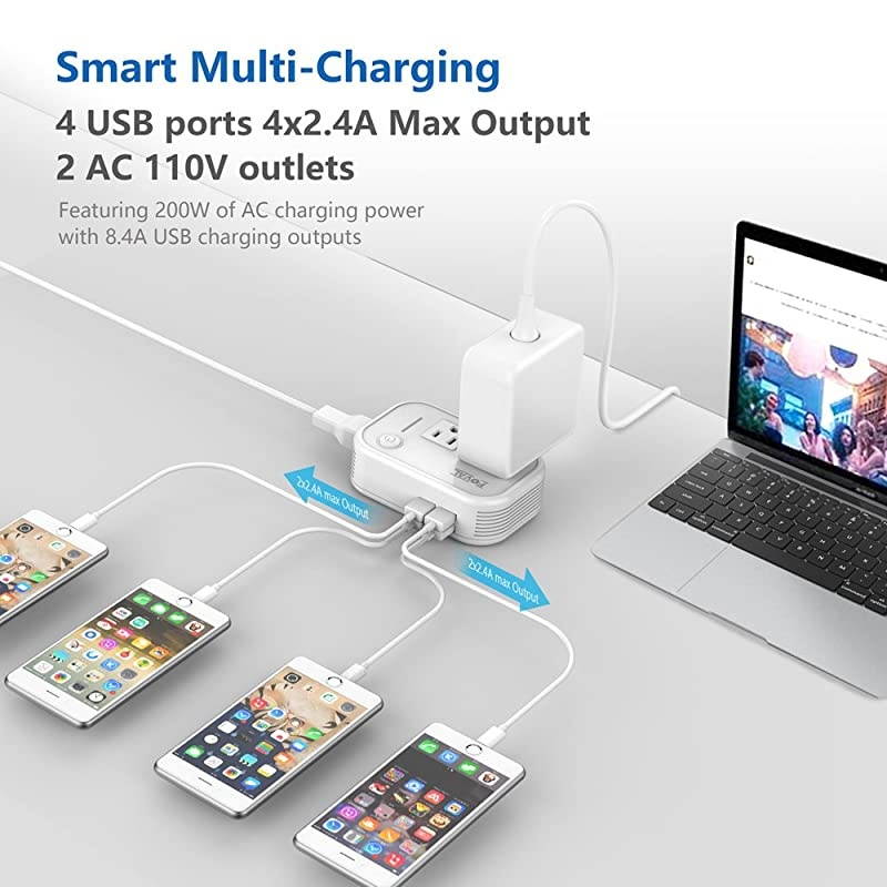 International Travel Adapter Power Step Down 220v to 110v Voltage Converter with 4port USB in UK European Italy Asia more than 150 Countries over the World