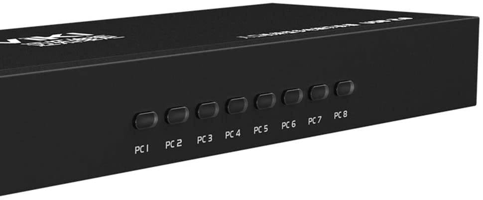 TENINYU USB 2.0 KVM Switch Manual Selector Rack Mount Metal Box Adapter with VGA USB KVM Cables for Computer PC Laptop Notebook Monitor Keyboard Mouse (8 Port KVM)