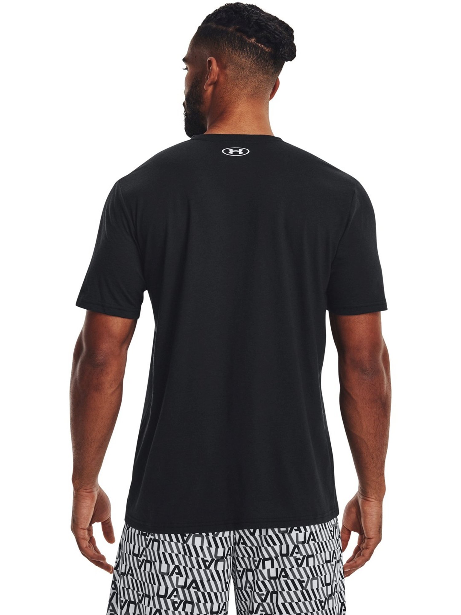 Under Armour Black Cotton Regular Fit Printed Sports T-Shirt