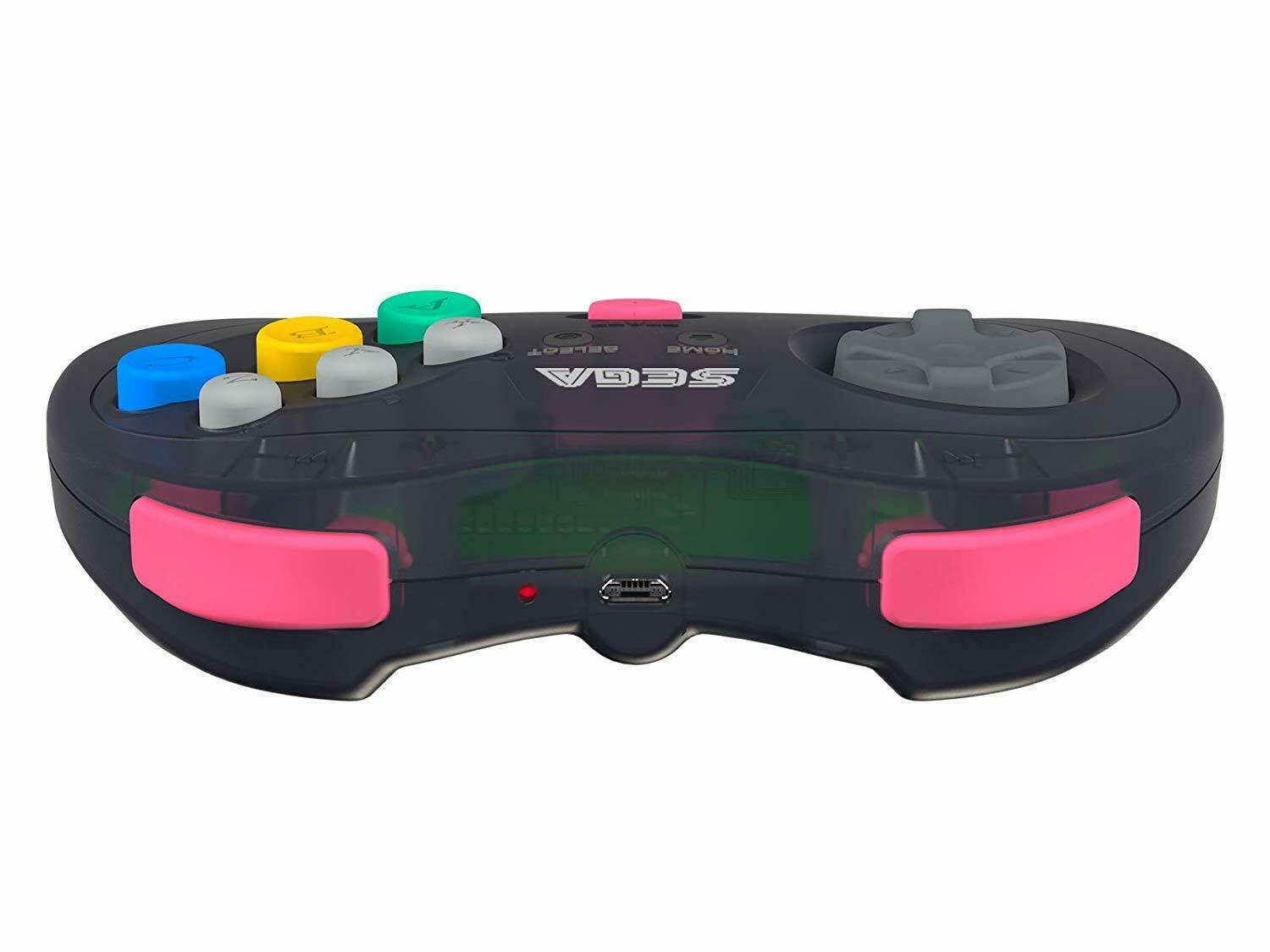 Retro-Bit Official Sega Saturn 2.4 GHz Wireless Controller 8-Button Arcade Pad for Sega Saturn, Sega Genesis Mini, Nintendo Switch, PS3, PC, Mac - Includes 2 Receivers & Storage Case - Slate Gray