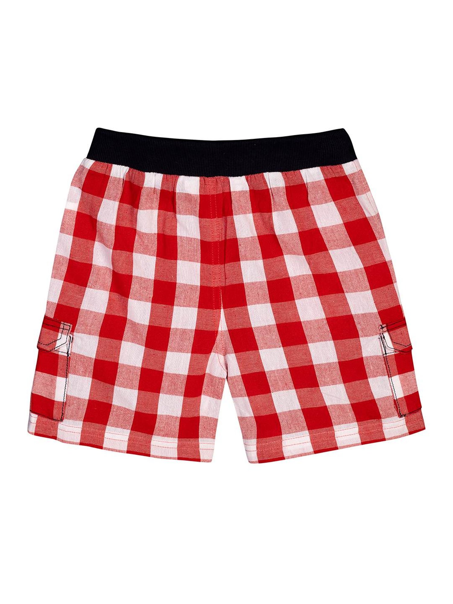 Budding Bees Kids Red Checks Shorts