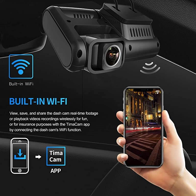 WiFi D30H Dash Cam with Infrared Night Vision 2.0 inch IPS, G-Sensor, Loop Recording Dual 1920x1080P Front and Inside, 170&deg; Wide Angle, G-Sensor, 24H Parking Monitor for Cars Truck Taxi