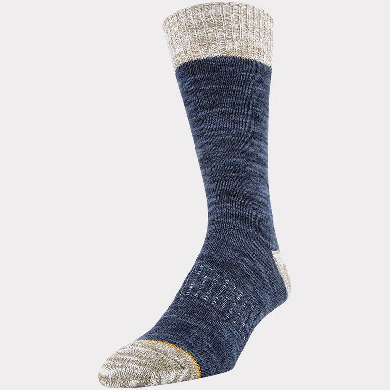 Signature Gold by GOLDTOE Men's Native Nomad Crew Mosaic Colorblock Socks 2pk - Marbled Navy 6-12.5