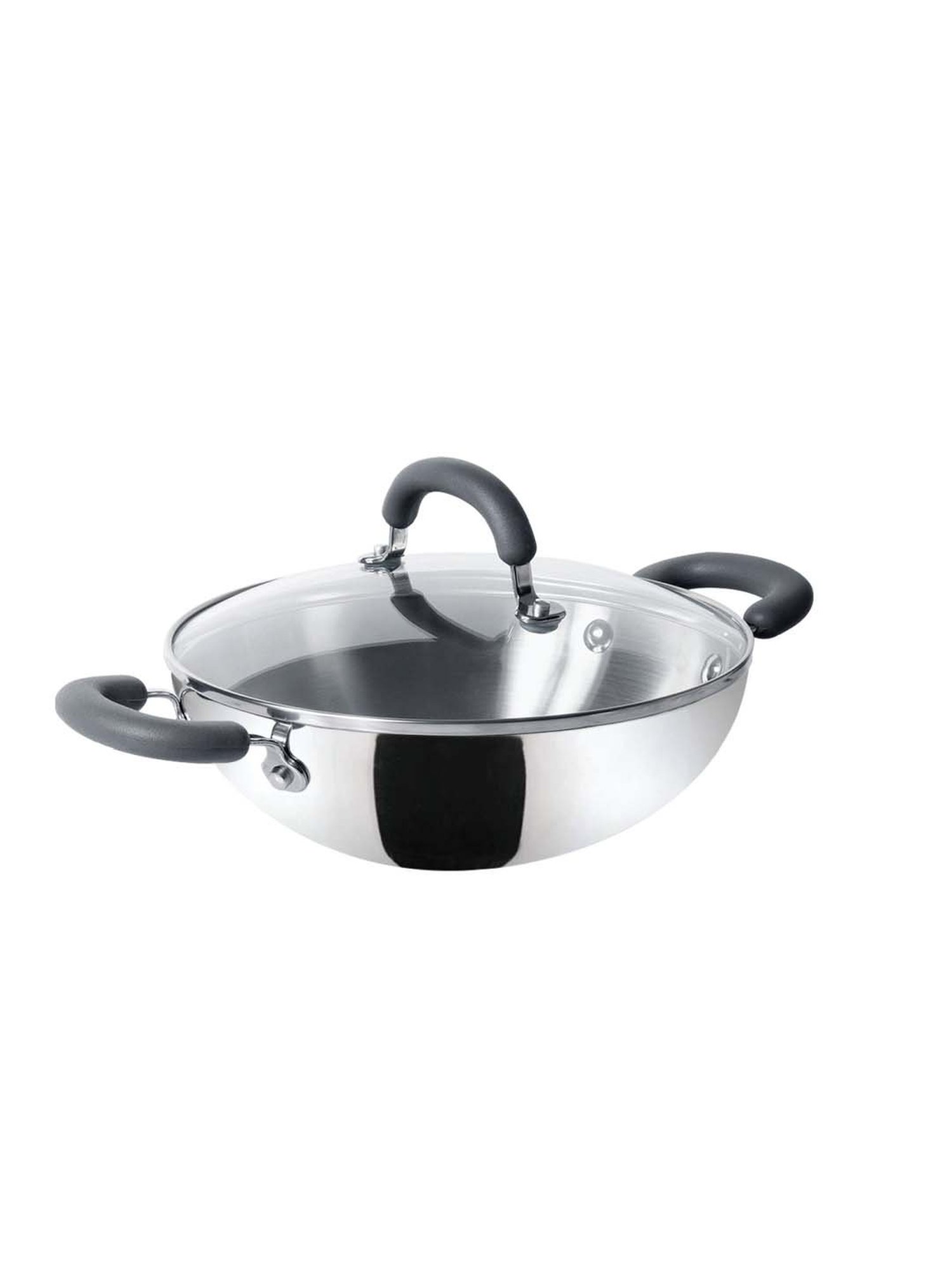 ALLO Silver Stainless Steel Induction Friendly Triply Kadhai (3 L)