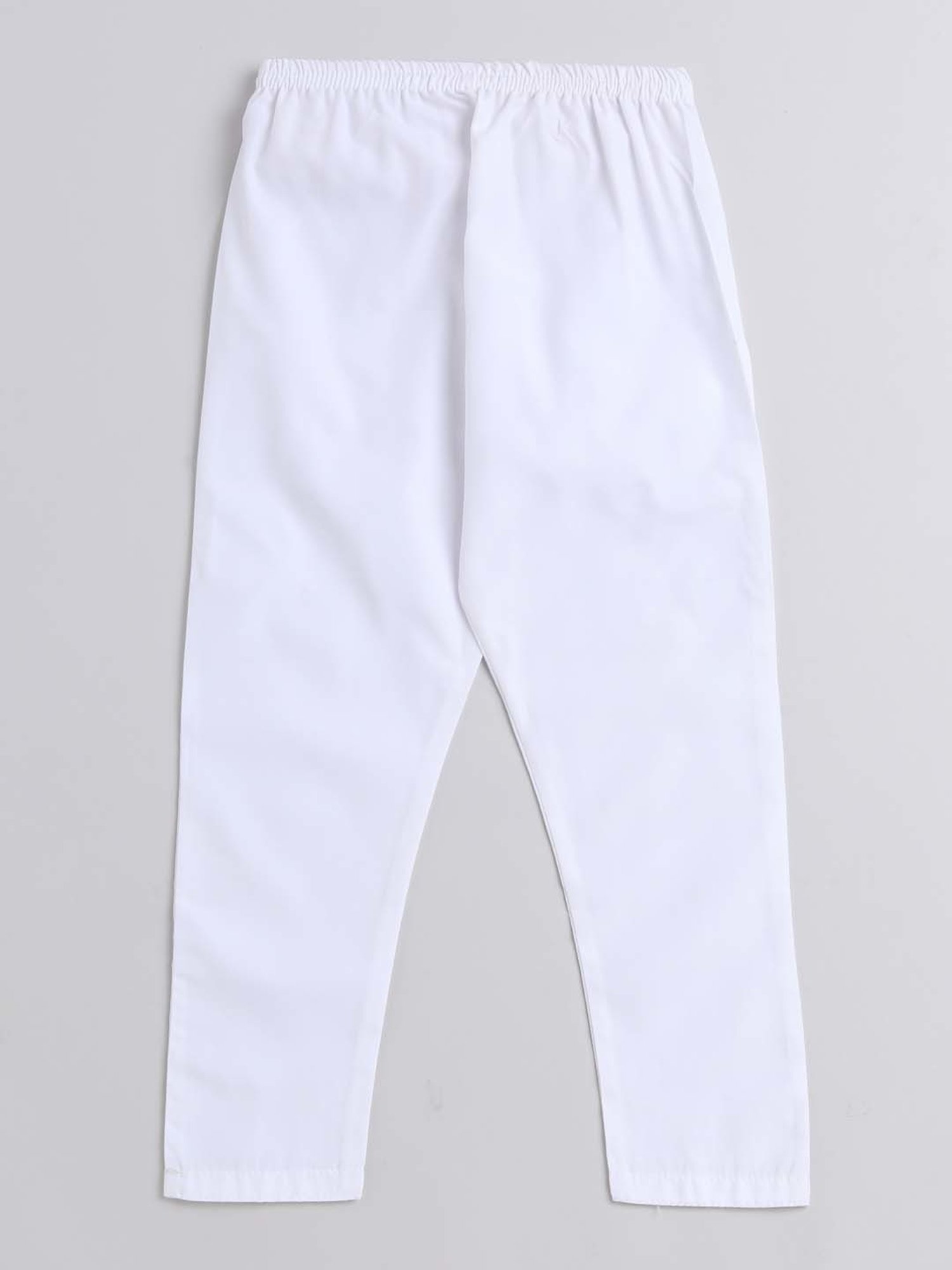 The Magic Wand Kids Blue & White Cotton Embroidered Full Sleeves Kurta Set