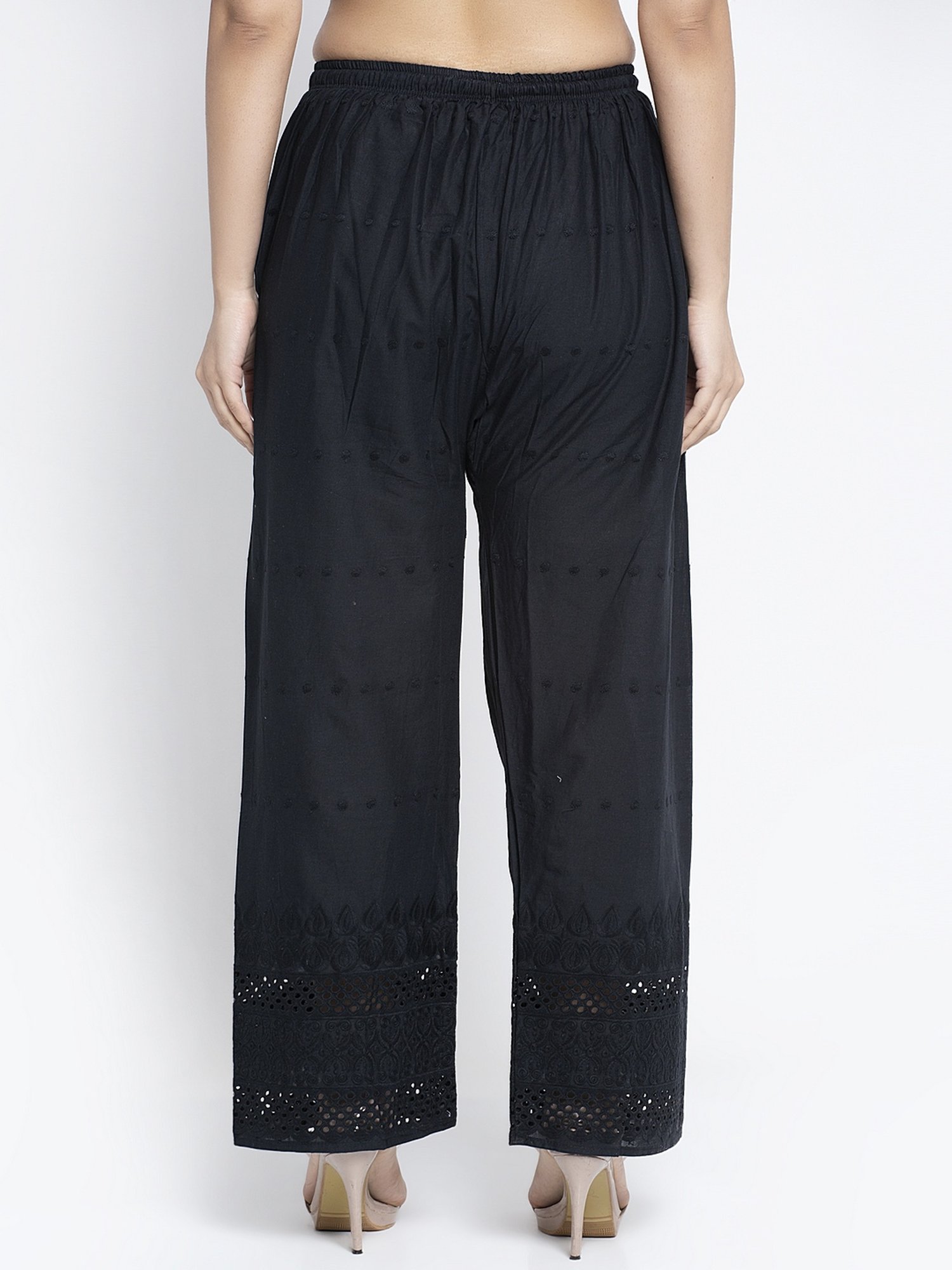 Gracit Black & Red Flared Fit Cotton Palazzos Pack of - 2