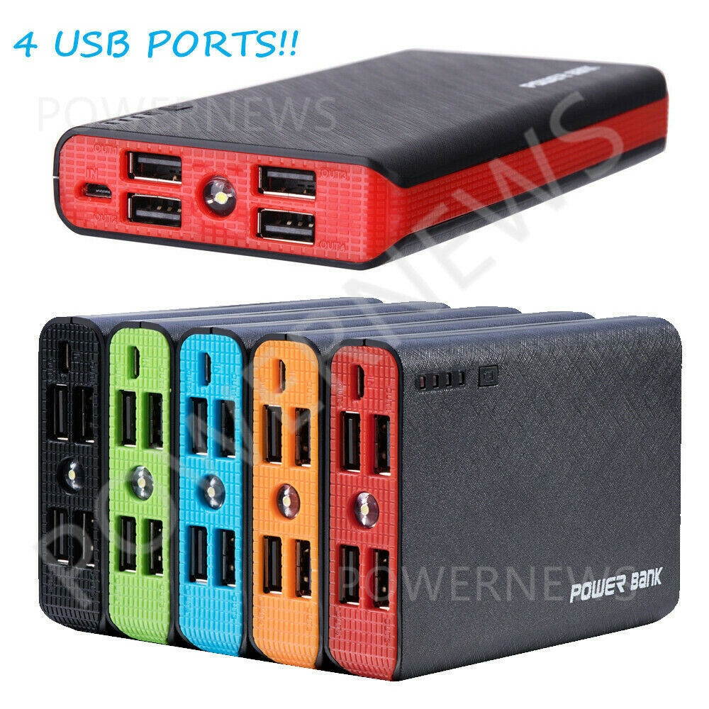 2021 3000000mah Portable Power Bank LCD 4 USB Battery Charger For Mobile Phone