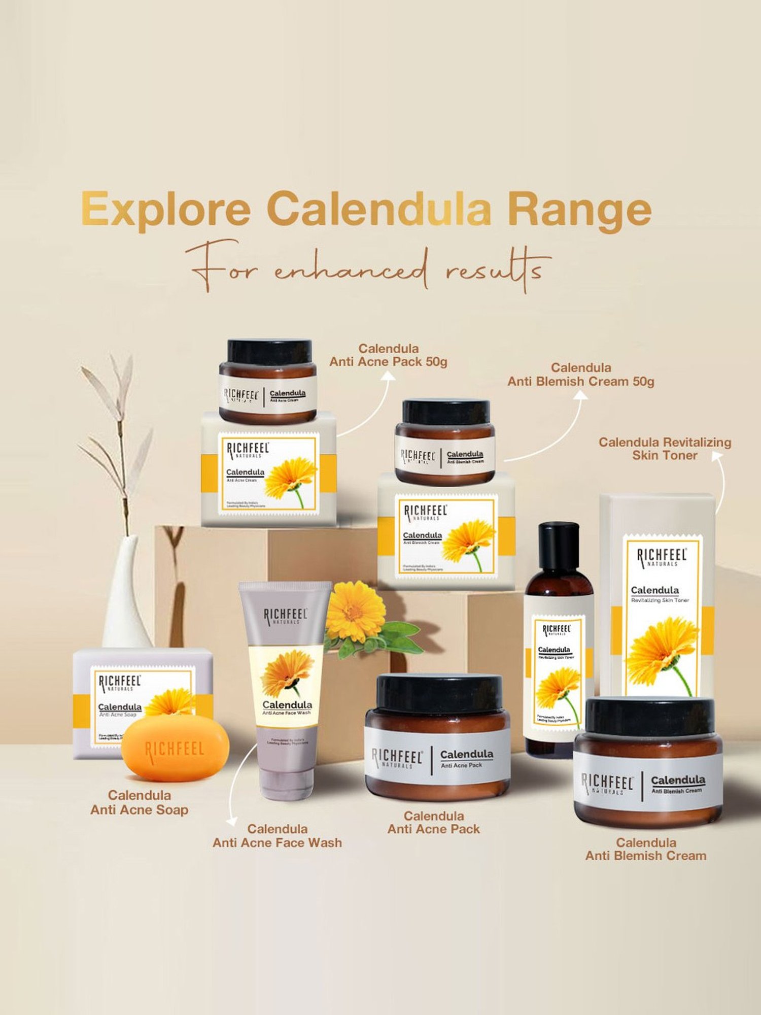 Richfeel Calendula Anti Acne Soap - Pack of 6